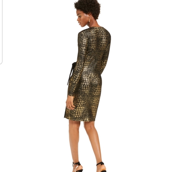 INC Metallic Snake-Embossed Print Dress - Picture 4 of 7